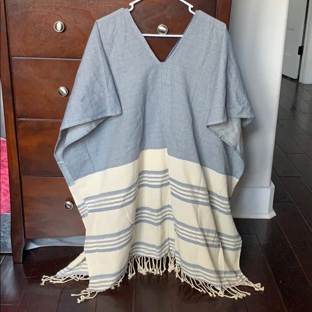 Tribe Alive Blue and Cream Pancho One Size